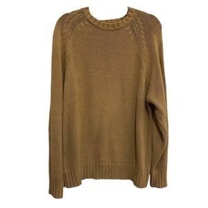 Vintage GAP Chunky Knit Sweater Men's Large Camel Brown Cotton Crewneck Pullover